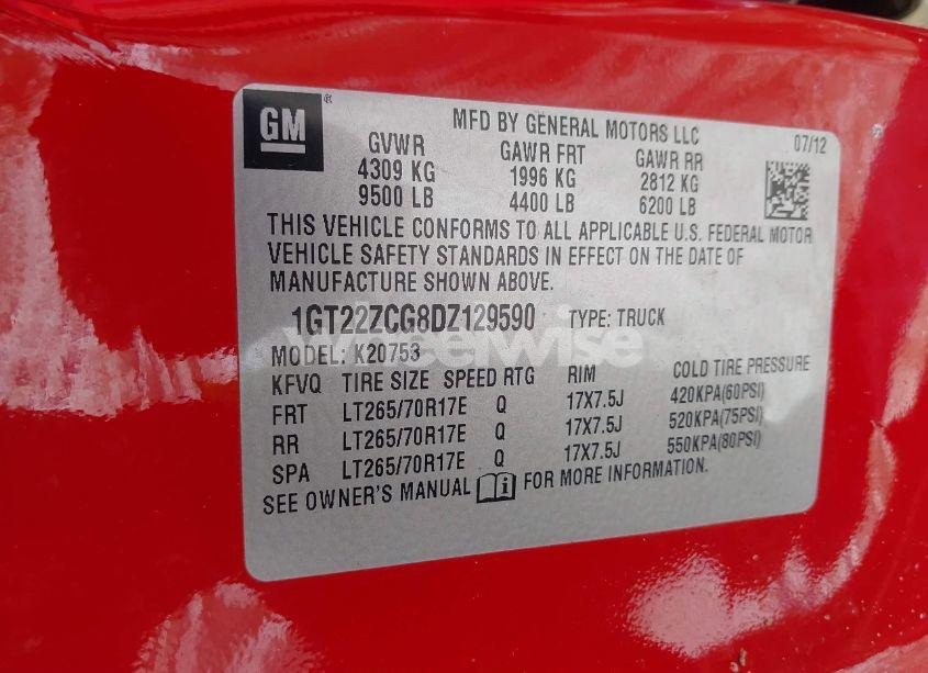 Photo 9 of 2013 Gmc Sierra 2500HD WORK TRUCK (VIN 1GT22ZCG8DZ129590)