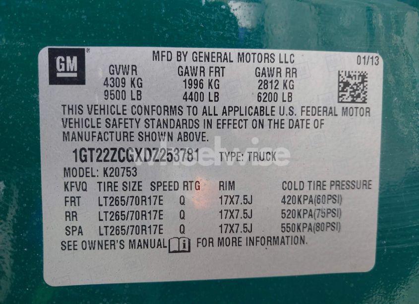 Photo 9 of 2013 Gmc Sierra 2500HD WORK TRUCK (VIN 1GT22ZCGXDZ253781)