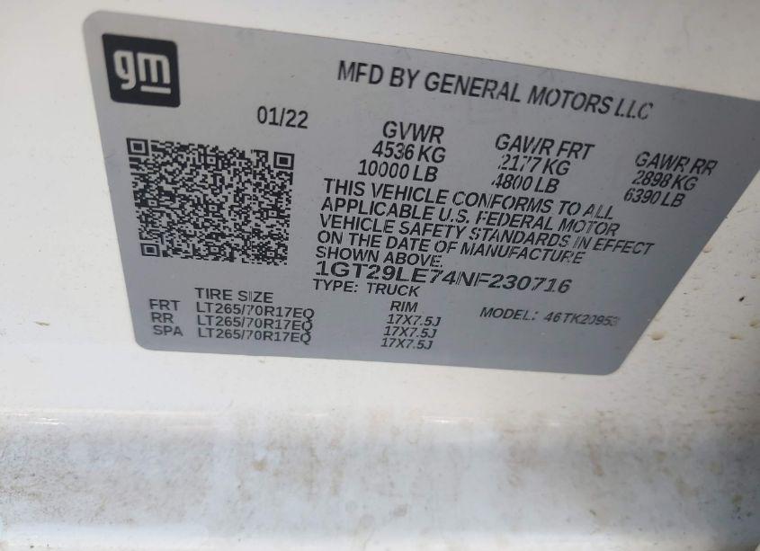 Photo 9 of 2022 Gmc Sierra 2500HD 4WD LONG BED PRO (VIN 1GT29LE74NF230716)