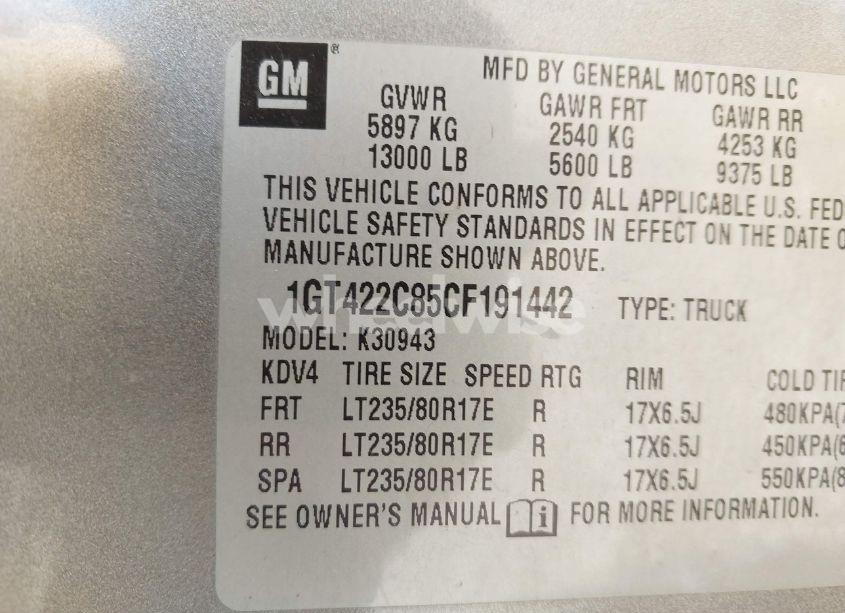 Photo 9 of 2012 Gmc Sierra 3500HD WORK TRUCK (VIN 1GT422C85CF191442)