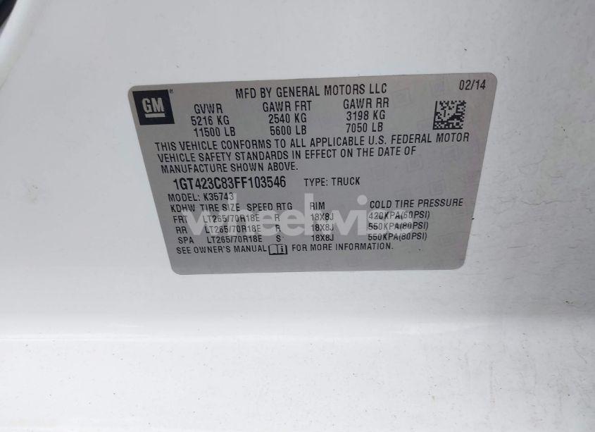 Photo 8 of 2015 Gmc Sierra 3500HD SLT (VIN 1GT423C83FF103546)