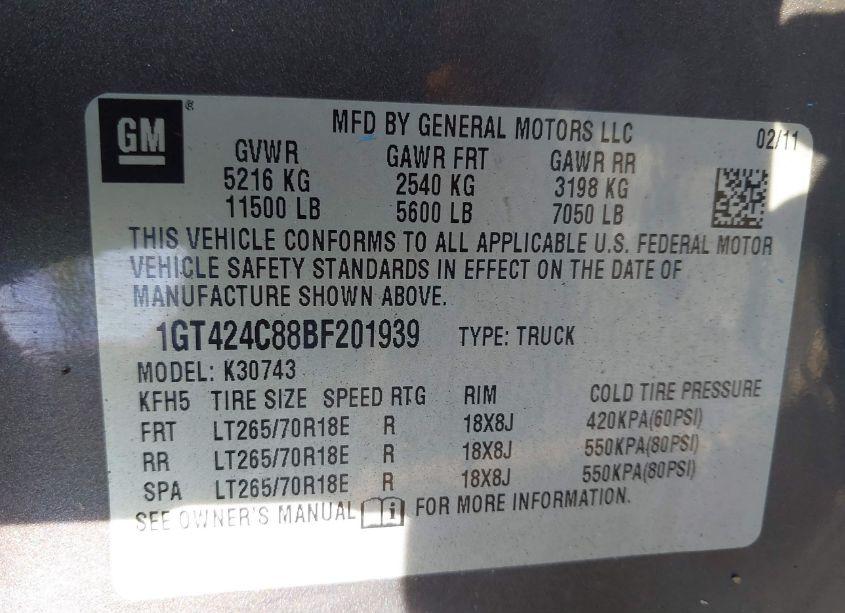 Photo 9 of 2011 Gmc Sierra 3500HD SLT (VIN 1GT424C88BF201939)