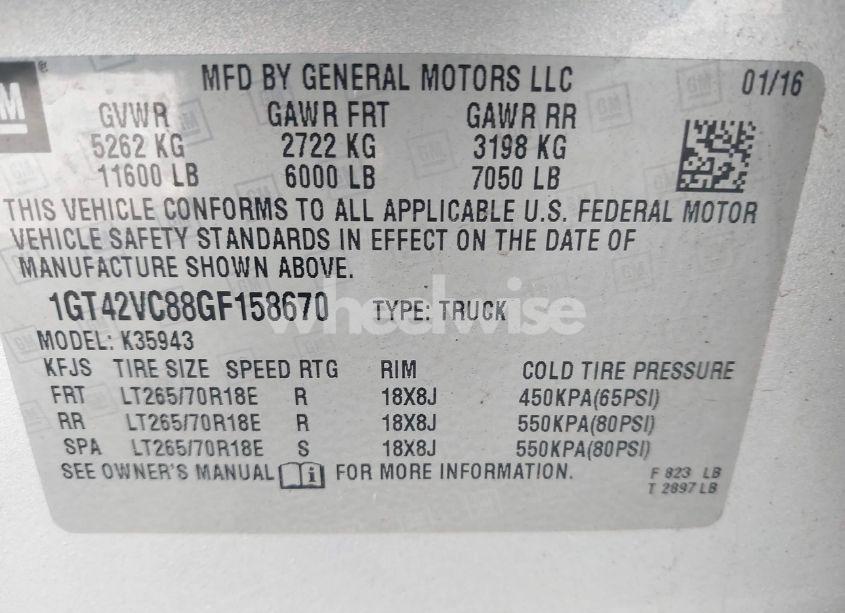 Photo 8 of 2016 Gmc Sierra 3500HD (VIN 1GT42VC88GF158670)
