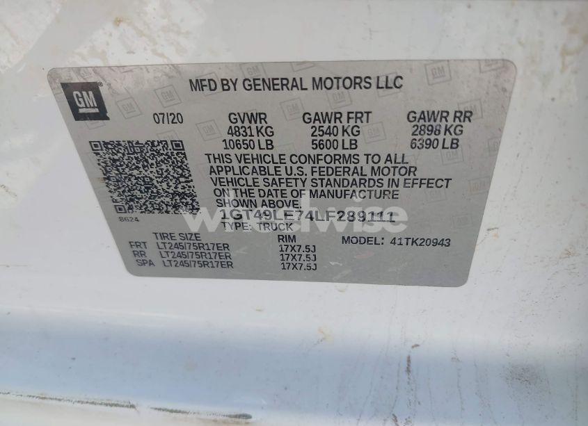 Photo 8 of 2020 Gmc Sierra 2500HD 4WD LONG BED (VIN 1GT49LE74LF289111)