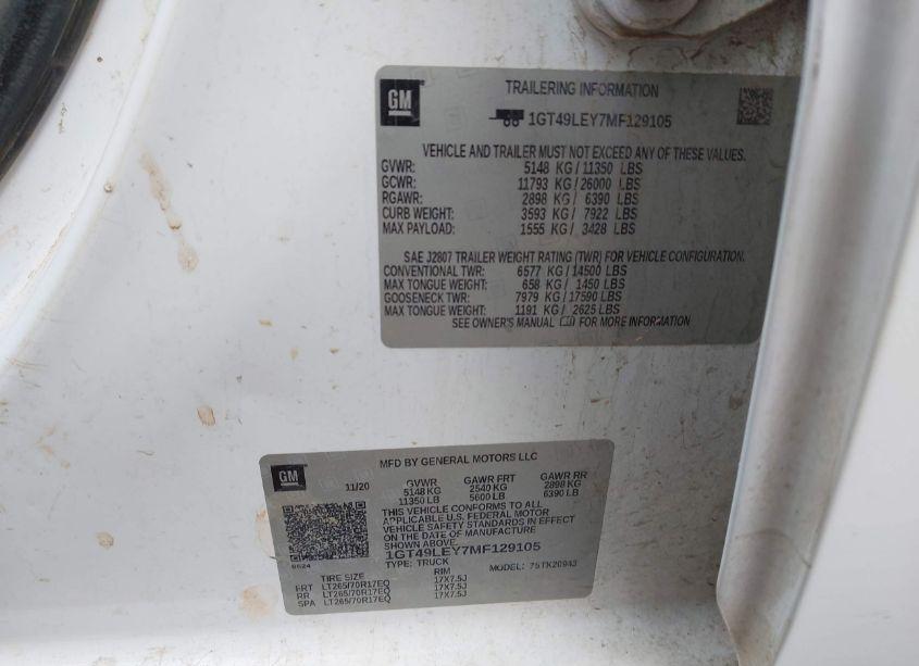 Photo 9 of 2021 Gmc Sierra 2500HD 4WD LONG BED (VIN 1GT49LEY7MF129105)