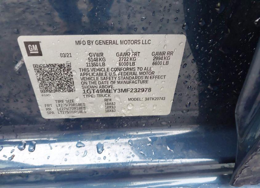 Photo 8 of 2021 Gmc Sierra 2500HD 4WD STANDARD BED SLE (VIN 1GT49MEY3MF232978)