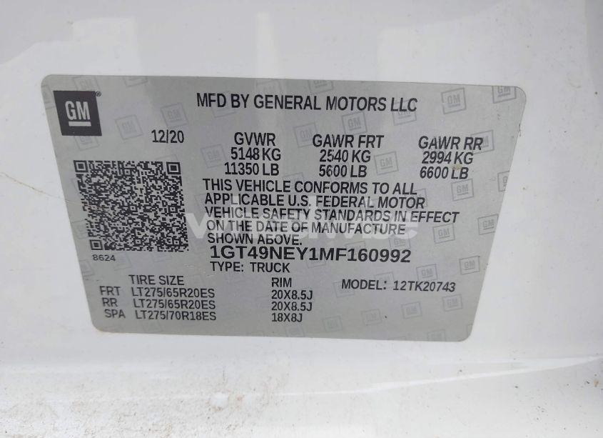 Photo 9 of 2021 Gmc Sierra 2500HD 4WD STANDARD BED SLT (VIN 1GT49NEY1MF160992)