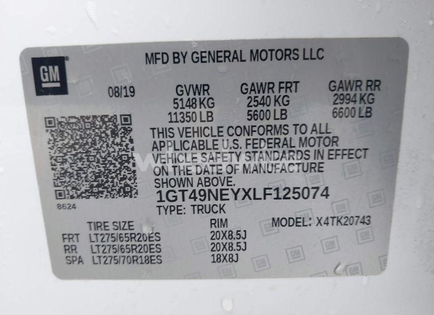 Photo 8 of 2020 Gmc Sierra 2500HD 4WD STANDARD BED SLT (VIN 1GT49NEYXLF125074)