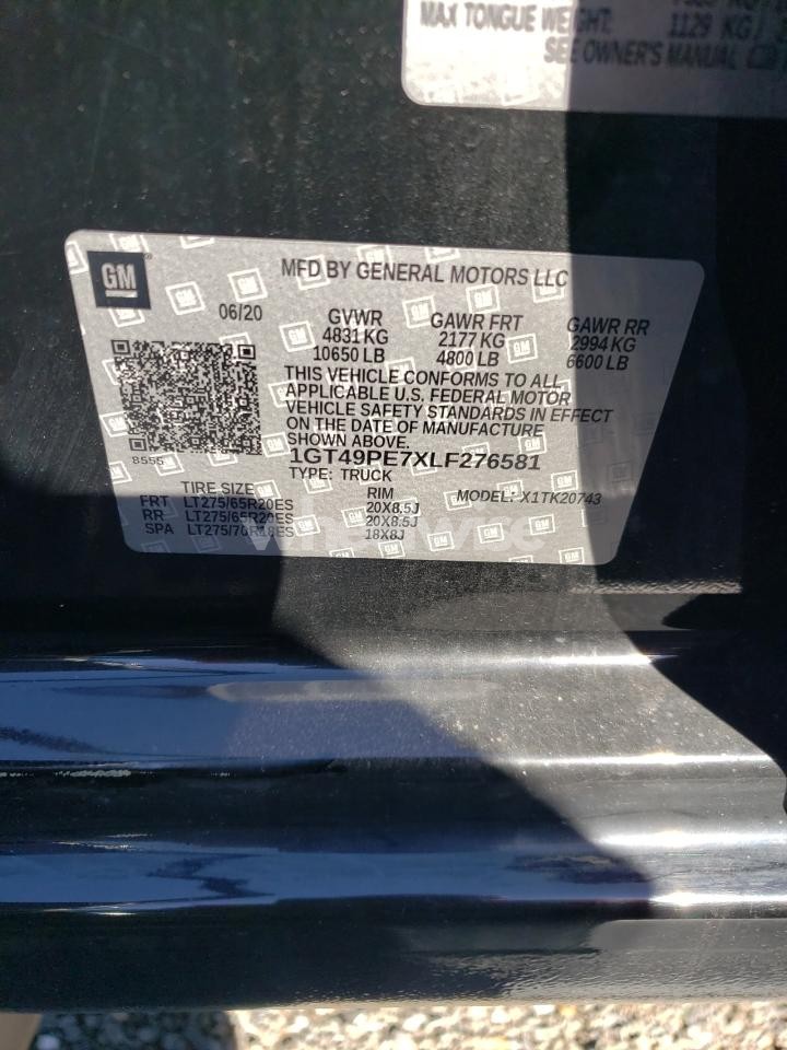 Photo 12 of 2020 GMC SIERRA K2500 AT4 (VIN 1GT49PE7XLF276581)