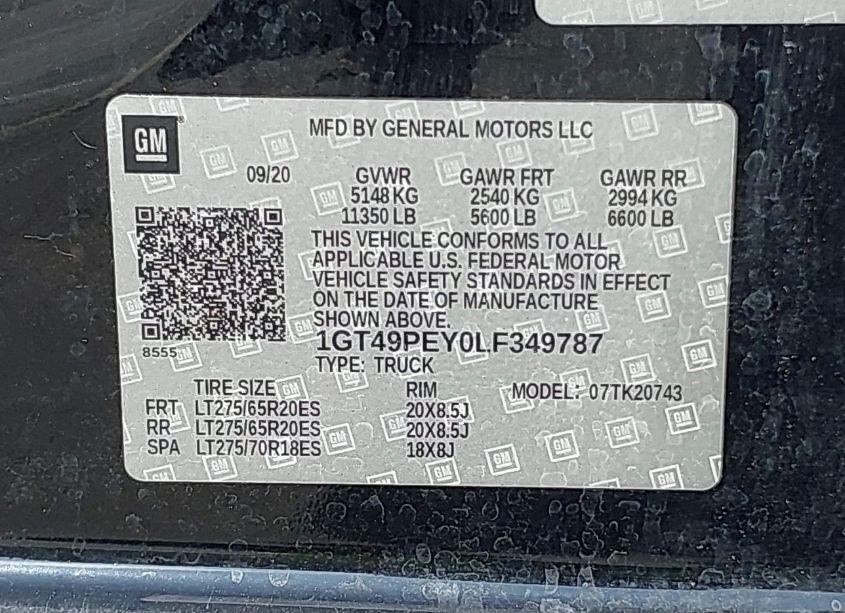 Photo 8 of 2020 Gmc Sierra 2500HD 4WD STANDARD BED AT4 (VIN 1GT49PEY0LF349787)