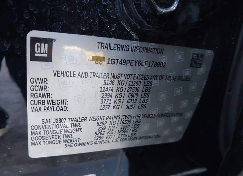Photo 9 of 2020 Gmc Sierra 2500HD 4WD STANDARD BED AT4 (VIN 1GT49PEY6LF178902)