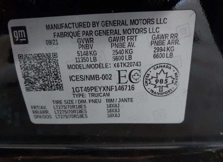 Photo 9 of 2022 Gmc Sierra 2500HD 4WD LONG BED AT4/4WD STANDARD BED AT4 (VIN 1GT49PEYXNF146716)