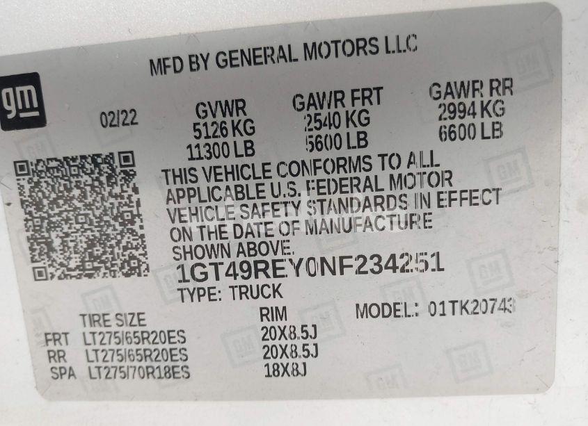 Photo 9 of 2022 Gmc Sierra 2500HD 4WD STANDARD BED DENALI (VIN 1GT49REY0NF234251)