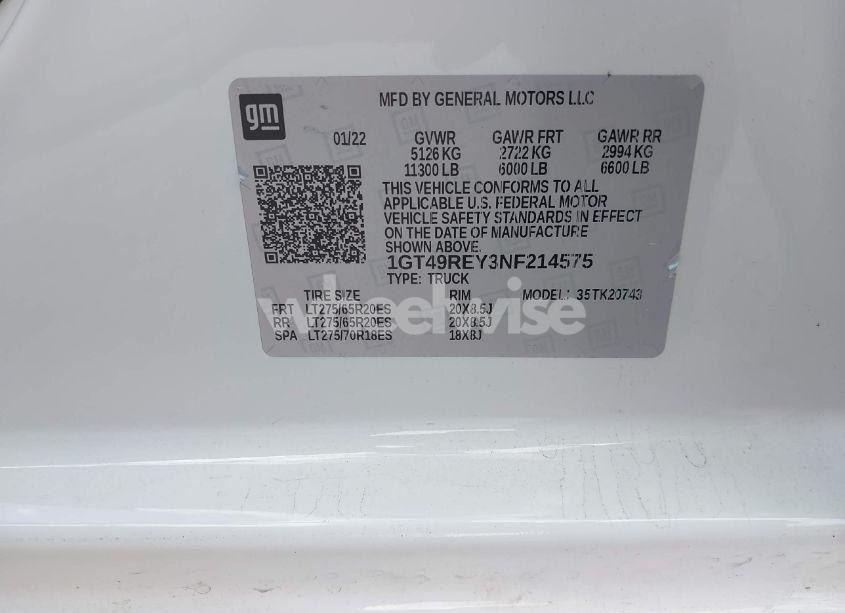 Photo 9 of 2022 Gmc Sierra 2500HD 4WD STANDARD BED DENALI (VIN 1GT49REY3NF214575)