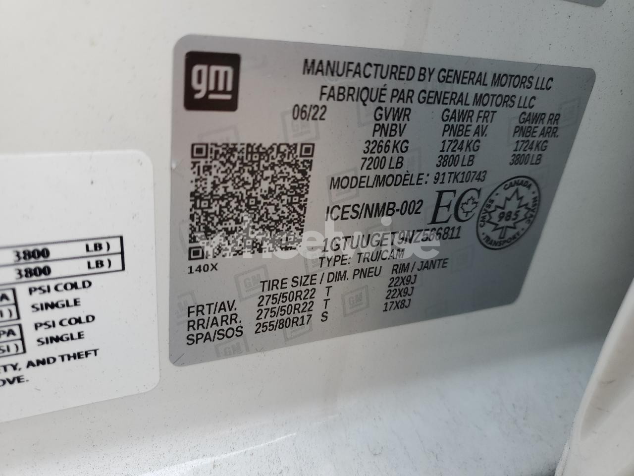 Photo 12 of 2022 GMC SIERRA K1500 DENALI (VIN 1GT49REY6PF121827)