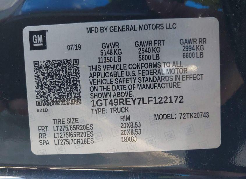 Photo 8 of 2020 Gmc Sierra 2500HD (VIN 1GT49REY7LF122172)