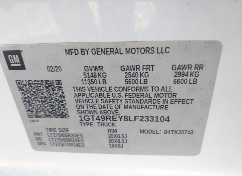 Photo 8 of 2020 Gmc Sierra 2500HD 4WD STANDARD BED DENALI (VIN 1GT49REY8LF233104)