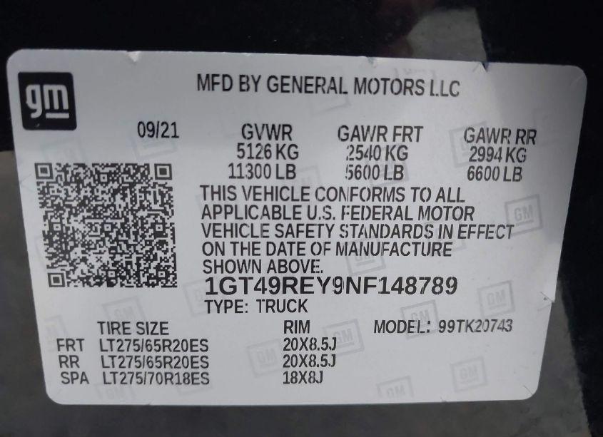 Photo 9 of 2022 Gmc Sierra 2500HD 4WD STANDARD BED DENALI (VIN 1GT49REY9NF148789)