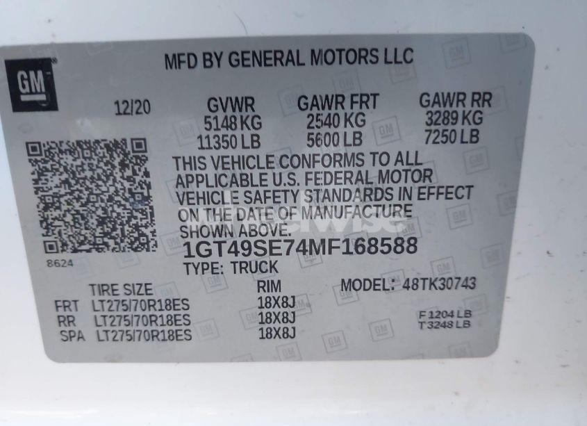 Photo 8 of 2021 Gmc Sierra 3500HD 4WD STANDARD BED (VIN 1GT49SE74MF168588)