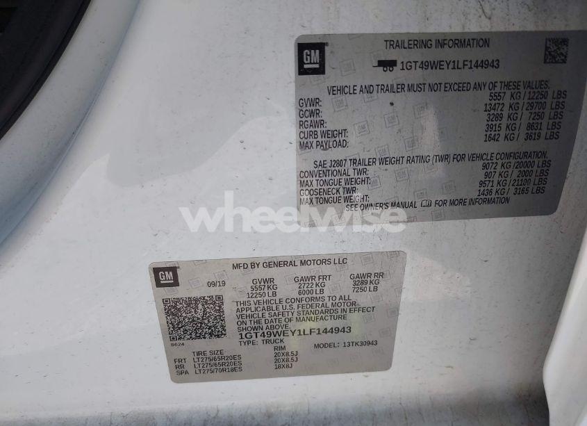 Photo 8 of 2020 Gmc Sierra 3500HD 4WD LONG BED DENALI (VIN 1GT49WEY1LF144943)