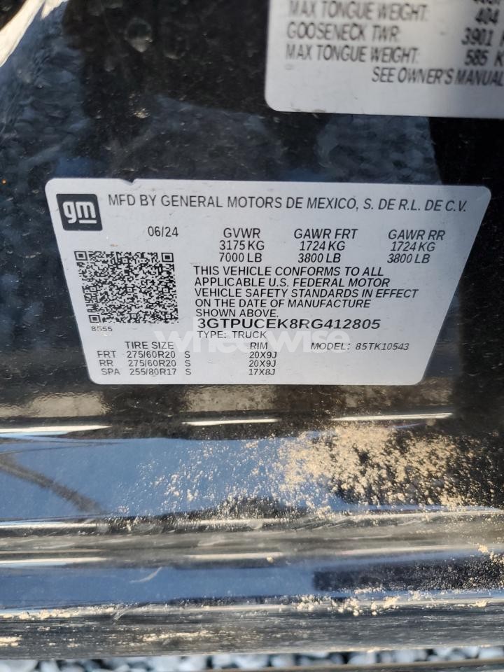 Photo 12 of 2024 GMC SIERRA K1500 ELEVATION (VIN 1GT49XEY2RF283557)