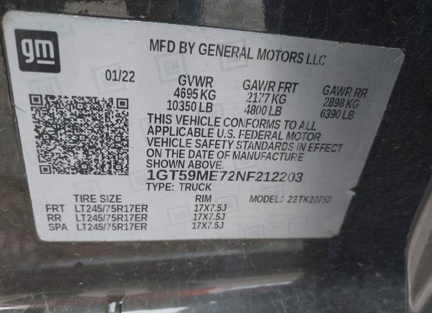 Photo 8 of 2022 Gmc Sierra 2500HD 4WD STANDARD BED SLE (VIN 1GT59ME72NF212203)