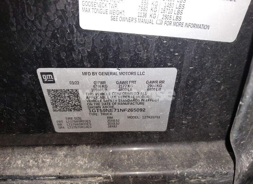 Photo 8 of 2022 Gmc Sierra 2500HD 4WD DOUBLE CAB STANDARD BED SLT (VIN 1GT59NE71NF265092)