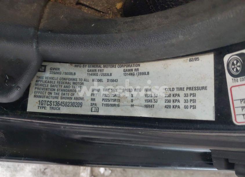 Photo 9 of 2005 Gmc Canyon SLE (VIN 1GTCS136458230209)