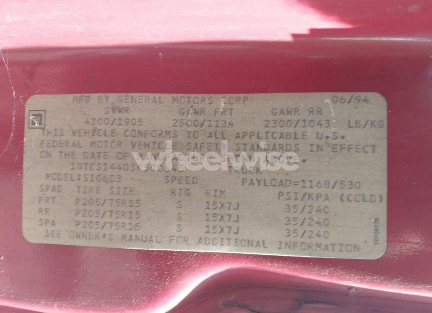 Photo 9 of 1995 Gmc Sonoma N/A (VIN 1GTCS1440SK500645)