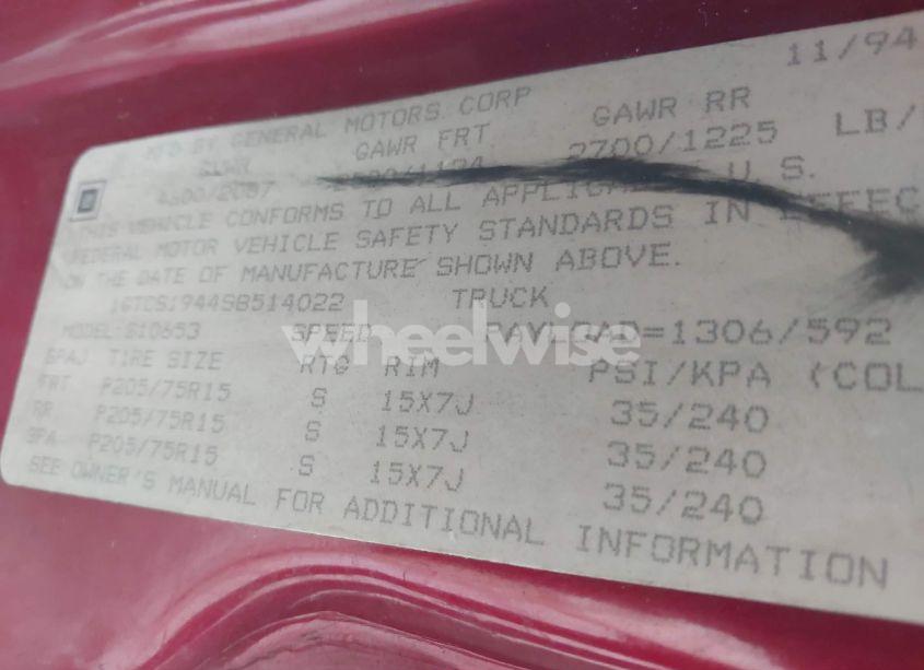 Photo 9 of 1995 Gmc Sonoma N/A (VIN 1GTCS1944S8514022)