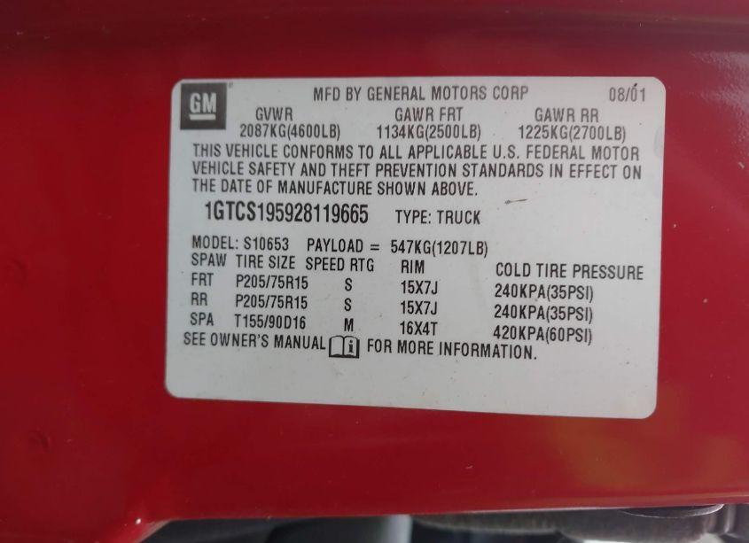 Photo 9 of 2002 Gmc Sonoma SLS (VIN 1GTCS195928119665)