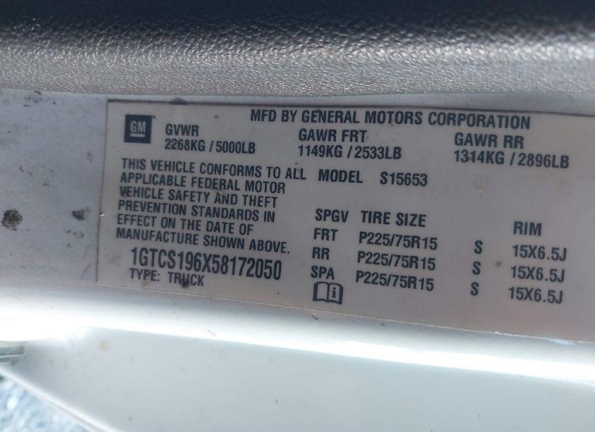 Photo 9 of 2005 Gmc Canyon SLE (VIN 1GTCS196X58172050)