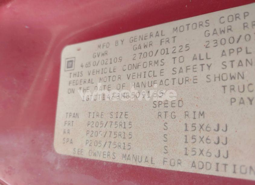 Photo 9 of 1991 Gmc Sonoma N/A (VIN 1GTCT14Z3M8509185)