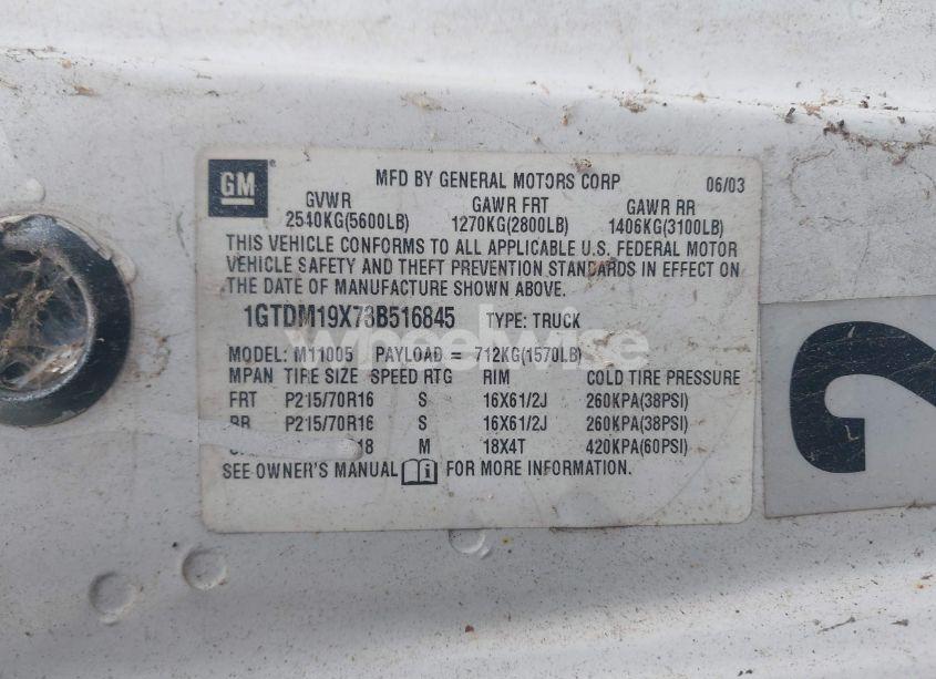 Photo 9 of 2003 Gmc Safari STANDARD (VIN 1GTDM19X73B516845)