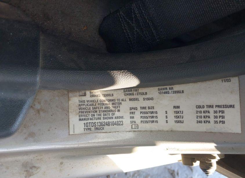 Photo 9 of 2004 Gmc Canyon SLE (VIN 1GTDS136248104823)