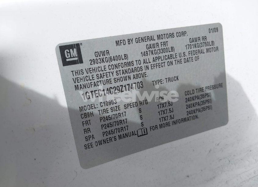 Photo 9 of 2009 Gmc Sierra 1500 WORK TRUCK (VIN 1GTEC14C29Z174703)