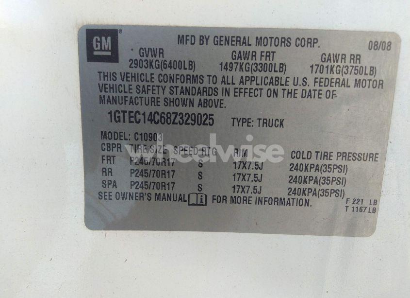 Photo 9 of 2008 Gmc Sierra 1500 WORK TRUCK (VIN 1GTEC14C68Z329025)