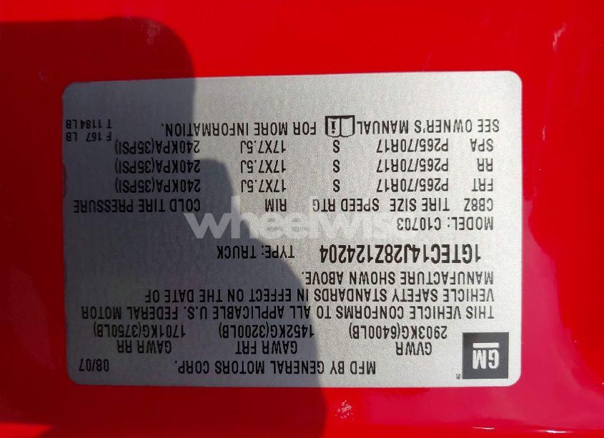 Photo 9 of 2008 Gmc Sierra 1500 SLE1 (VIN 1GTEC14J28Z124204)