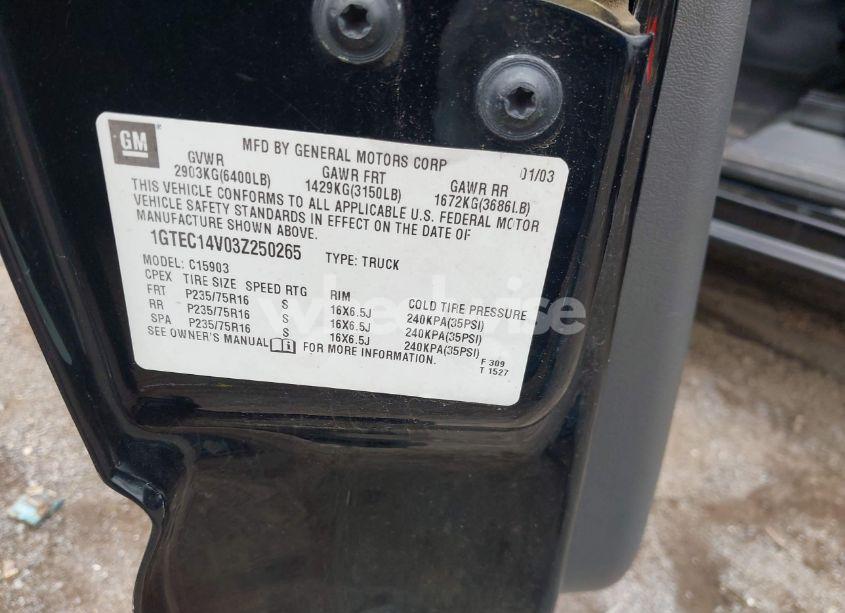Photo 9 of 2003 Gmc Sierra 1500 WORK TRUCK (VIN 1GTEC14V03Z250265)