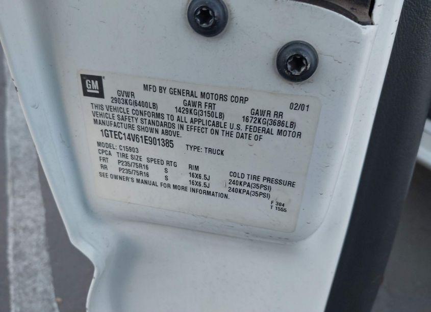 Photo 9 of 2001 Gmc Sierra 1500 SL (VIN 1GTEC14V61E901385)