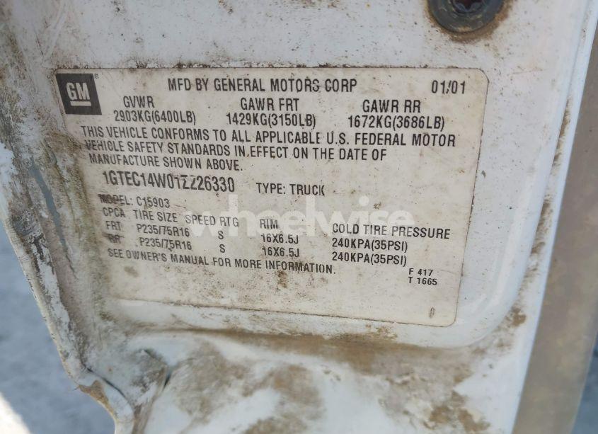 Photo 9 of 2001 Gmc Sierra 1500 SL (VIN 1GTEC14W01Z226330)