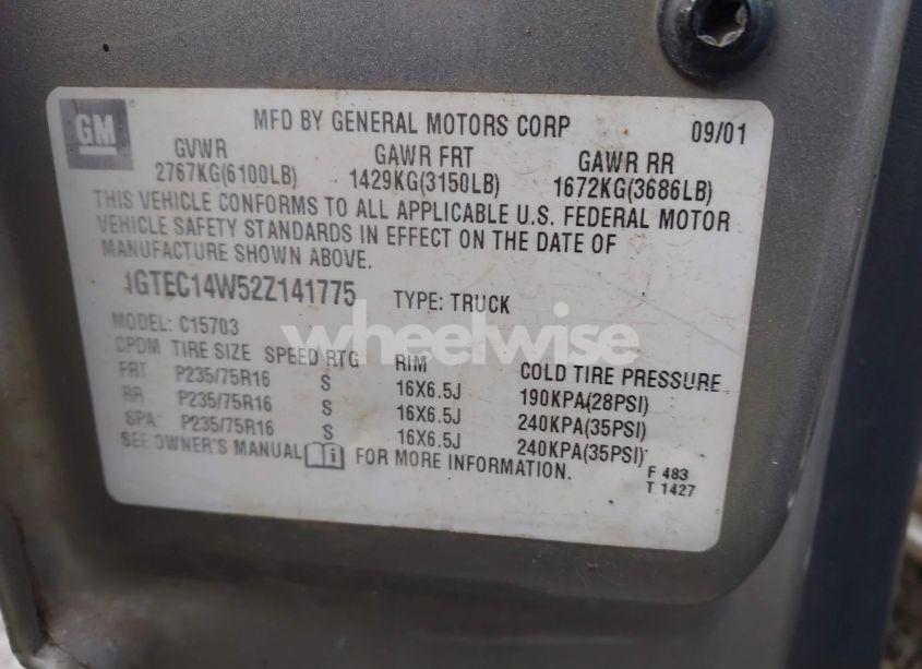 Photo 9 of 2002 Gmc Sierra 1500 SL (VIN 1GTEC14W52Z141775)