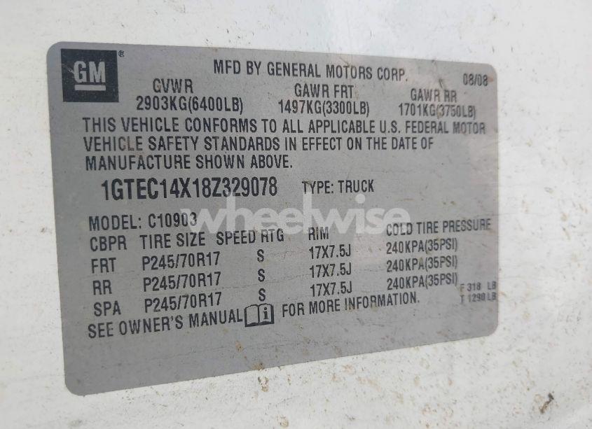 Photo 9 of 2008 Gmc Sierra 1500 WORK TRUCK (VIN 1GTEC14X18Z329078)