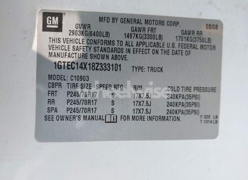 Photo 9 of 2008 Gmc Sierra 1500 WORK TRUCK (VIN 1GTEC14X18Z333101)