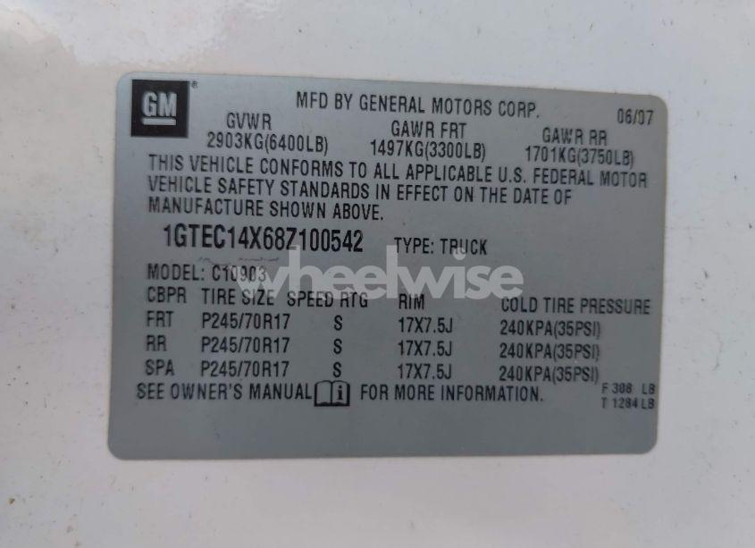 Photo 9 of 2008 Gmc Sierra 1500 WORK TRUCK (VIN 1GTEC14X68Z100542)