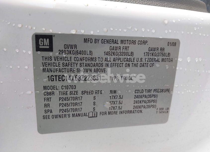 Photo 9 of 2008 Gmc Sierra 1500 WORK TRUCK (VIN 1GTEC14X68Z223631)