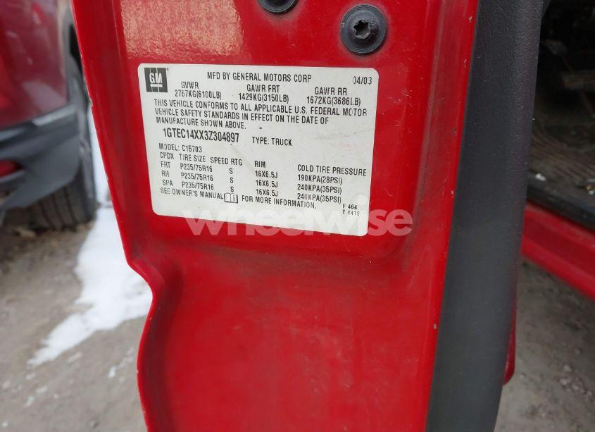 Photo 9 of 2003 Gmc Sierra 1500 (VIN 1GTEC14XX3Z304897)