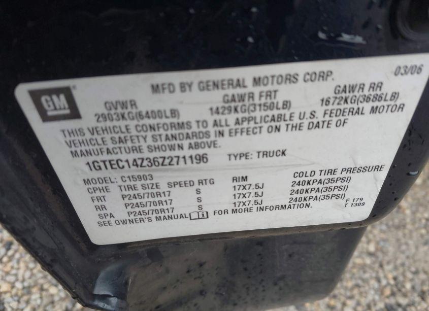 Photo 9 of 2006 Gmc Sierra 1500 WORK TRUCK (VIN 1GTEC14Z36Z271196)
