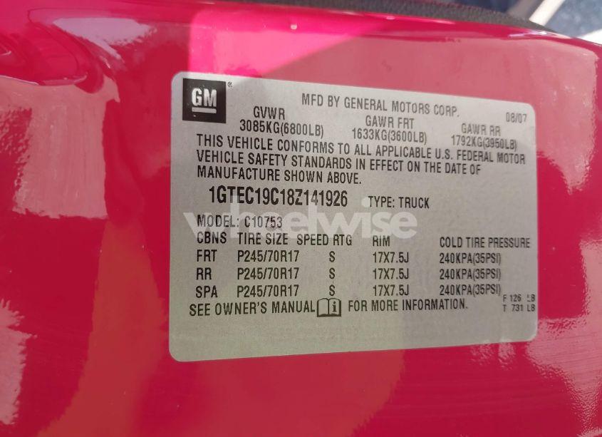 Photo 9 of 2008 Gmc Sierra 1500 SLE1 (VIN 1GTEC19C18Z141926)
