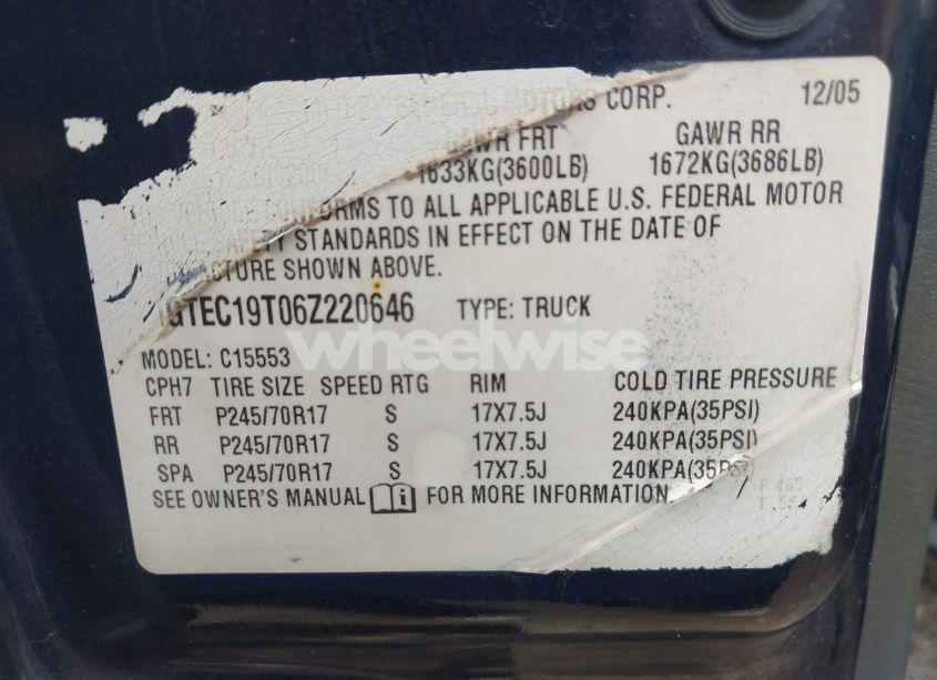 Photo 9 of 2006 Gmc Sierra 1500 SLT (VIN 1GTEC19T06Z220646)